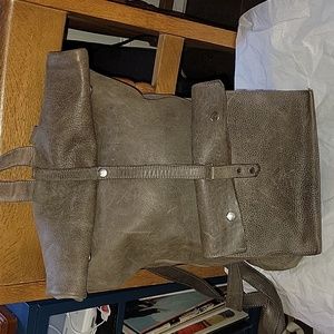 Handmade leather knapsack backpack